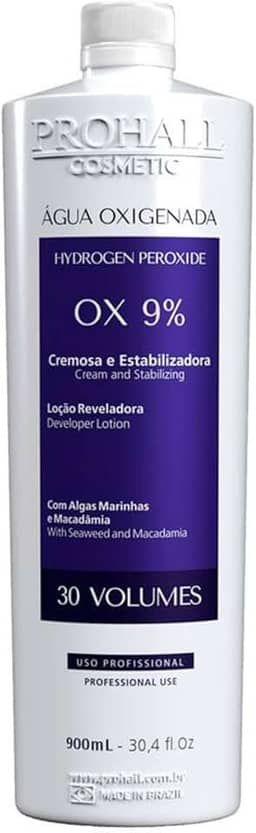 Água Oxigenada 30 Volume Prohall - Revelador Cremoso Profissional 900ml - Alta Performance para Descoloração e Coloração
