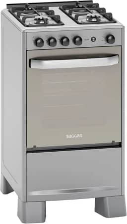 SUGGAR FOGÃO SELECT PRATA MESA DE INOX 4 BOCAS TREMPES DUPLAS FERRO FUNDIDO PORTA ESPELHADA ACENDIMENTO AUTOMÁTICO BIVOLT FGISL410PRIX