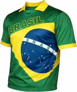 Camisa Polo Bandeira Brasil, Verde, 100% Poliéster, Unissex, Copa do Mundo Futebol, Gola Polo sem Botão, P M G GG