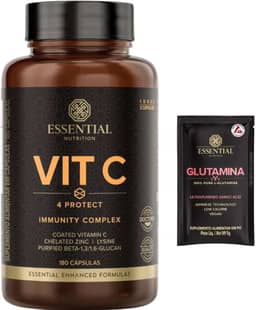 Vit C 4 Protect - Vitamina C - com Lisina e Zinco Quelado - 180 Cáps entéricas - Essential Nutrition + Amostra