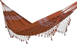 Rede de Dormir e Descanso Jeans Casal 100% Algodão Jaguaruana. (Laranja)