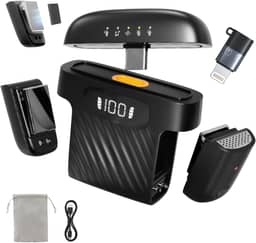 microfone de Lapela Sem Fio, Três mudanças de voz, 50m Alcance + 3 Modos de Cancelamento de Ruído(2TX+1RX), Com Estojo de Carga,para Celular, iPhone, Gravação, Lives, Reuniões e Vlogs(Preto)