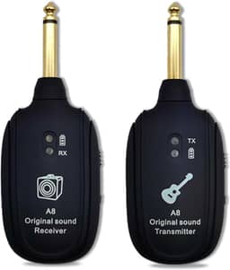 Transmissor sem fio Guitarra, Captador Transmissor e Receptor do Sistema, Canal UHF para Guitarra Elétrica, Amplificador Baixo áudio sem fio (para todos os violões)