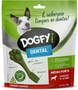 DogFy! Petisco Funcional para Cães Médios 11-22kg | Snack Dental com Vitamina C | Reduz Tártaro e Placa | Higiene Oral Diária com Sabor Delicioso | Embalagem com 3 Unidades