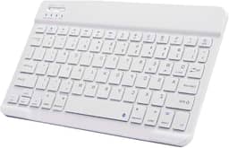 SilentKeys Pro™ Mini Teclado Bluetooth 10” Ultrafino – Sem Fio, Portátil, Silencioso e Recarregável p/Tablets, Smartphones, Notbooks, PCs, Smart TVs (branco)