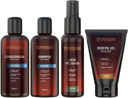 Kit Barba Masculina 4 em 1 Shampoo + Condicionador Gel de Barbear Loção Pós-Barba cuidados para barba e cabelo (Oceano (Refrescante))