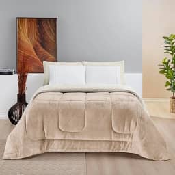 Cobertor QUEEN GIGANTE Manta Coberta Sherpa Macio Frio Intenso Grosso Coberdrom Dupla Face (Caqui)