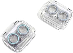 Conjunto de 2 capas de lentes de contato, itens essenciais de viagem com kit de ferramentas removedoras e frasco de solução, caixa de armazenamento de lentes de contato transparente para viagens, casa