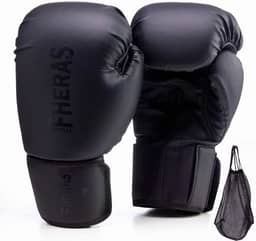 Luva de Boxe Muay Thai MMA Pro All Black Fheras 12Oz