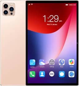 Tablet V62 10.1" FHD Android 12, MTK6797, Câmera 24MP, Bateria 8000mAh – Modelos com 6GB, 8GB, 12GB RAM e até 512GB – Sem Marca – Com Tela Full HD (dourado, 6+128)