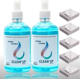 Kit 2 Spray Para Limpeza De Óculos Lentes Grande Limpa Tela Tv Celular Notebook 500ml + com Flanelas