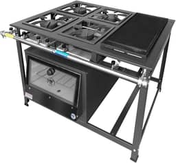 Fogão Industrial 4 Bocas Simples a Gás Alta Pressão MR Fogões com Chapa e Forno P7