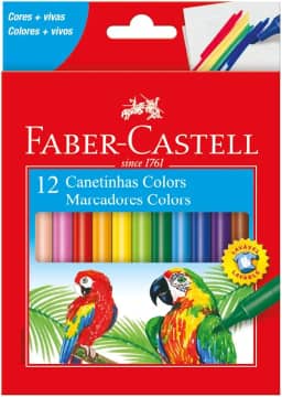 Canetinha com 12 Cores Estojo Cartão, Faber-Castell, 15.0112CZF, Multicor