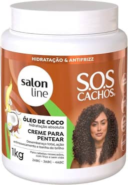Salon Line, Creme de Pentear, SOS Cachos, Coco, Hidratação Nutritiva, Vegano - Cabelos Ondulados, Cacheados e Crespos, 1 Kg