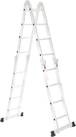 Escada Articulada de Alumínio Multifuncional 16 Degraus e Altura de 4,32 Metros