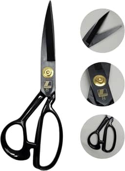 LANMAX Tesoura Alfaiate Costura Reforçada Titanium Profissional 8'' Preta
