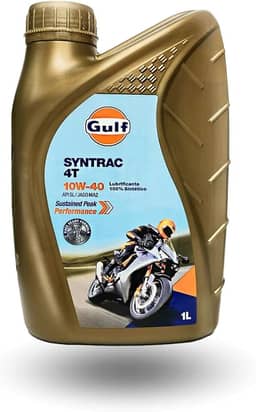 Óleo Lubrificante Moto SINTÉTICO 10W-40 GULF SYNTRAC 4T SAE 10W40 API SL 1L Lubrificante para motos 4T