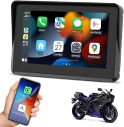 Central Multimídia MP5 para Moto 5' com Tela Touch – CarPlay e Android Auto, Bluetooth, à Prova d’Água, GPS, USB, Áudio Veicular