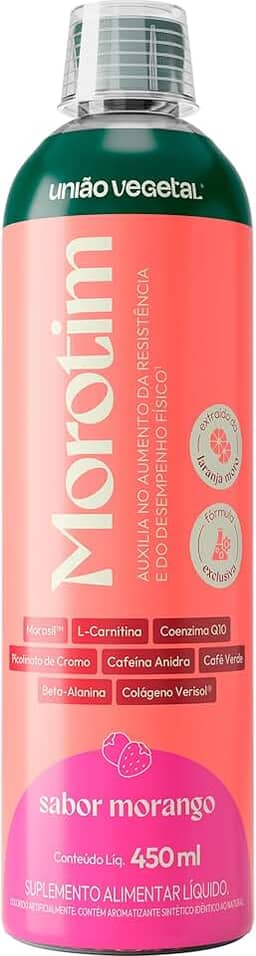 Morotim Termogênico Líquido a Base de Morosil Cafeína Carnitina coq10 beta alanina União Vegetal (Morango)