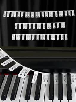 Etiquetas de notas de teclado de piano, guia de adesivos de teclado de piano de silicone para iniciantes, 88 teclas tamanho completo, sem necessidade de adesivos, reutilizáveis (preto)