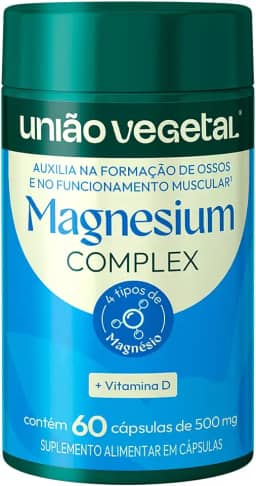 Magnésio Complex, 60 Cápsulas, Suplemento com Citrato, Malato, Bisglicinato, Taurato de Magnésio e Vitamina D3