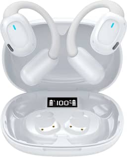 Fone de Ouvido Bluetooth Sem Fio 5.3 Esportivo, Até 48 Horas de Bateria, Leve e Confortável, IPX5 à Prova d’Água, Ideal para Corrida e Exercícios, Compatível com Todos os Dispositivos (Branco)