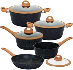 Jogo de Panelas de Indução Antiaderente Cerâmica Viena Preto 5 Peças - Casambiente