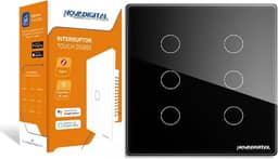 Interruptor Zigbee Touch 6 Teclas Google Home Alexa Preto
