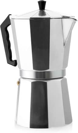 Mimo Style Italiana Expresso Cafeteira de Aluminio com Alça para 12 Cafézinhos, Prata, 600 ml