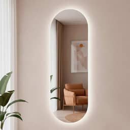 Espelho Orgânico Pílula 150x50 com Led Grande de Parede Decorativo para Sala Quarto Banheiro (Led Frio)