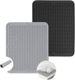 Tapete Escorredor de Louça Silicone Alta Absorção Antiderrapante Descanso de Panelas Resistente ao Calor Usado em Balcão Pia de Cozinha Forro de Geladeira ou Gaveta Ecológico Cor Variável Premium