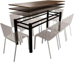 Base Para Mesa De Vidro Jantar 8 Lugares Preta Retangular