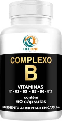 Complexo B Vitaminas B12, B6, B5, B3, B2, B1, Life One, 60 Cápsulas