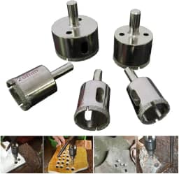 Jogo Broca Serra Copo Diamantada Porcelanato Vidro Espelho Marmore 5 Peças 25 a 50mm