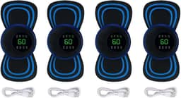 Kit Com 4 Mini Massageador Pulso Elétrico Portátil Recarregável Dor Pescoço Coluna Pernas Estimulador Ems Pequeno Alivia Dor Tensão Muscular Crossfit Atividade Corporal Marca RSI