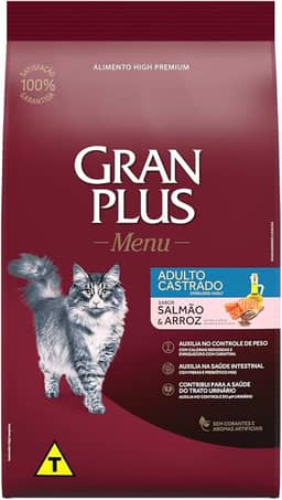 Ração para Gatos Castrados Gran Plus Salmão e Arroz 3Kg