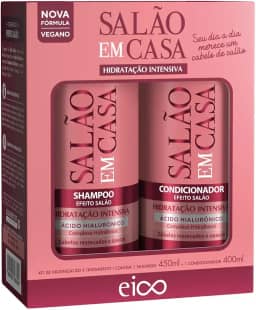 Shampoo Sem Sal + Condicionador Leave-in 450ml Salão Em Casa Hidratação Intensiva Antifrizz Ácido Hialurônico Creme Capilar Vegano Aloe Vera Biotina Vitamina E