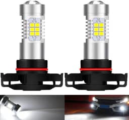 Lâmpadas LED PSX24W 21-EX 2835 Chipsets SMD com projetor de lente para faróis de neblina, luzes diurnas, lâmpadas automotivas de condução, CC 10-16V, 10,5W, branco xenon (pacote com 2)