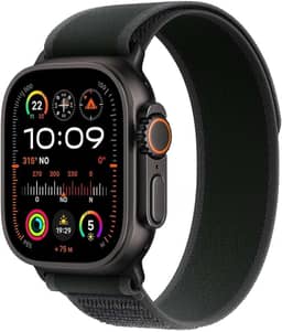 Apple Watch Ultra 2 GPS + Cellular • Caixa preta de titânio – 49 mm • Pulseira loop Trail preta – M/G