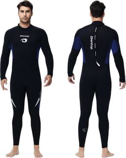 Roupa de mergulho de neoprene de 5 mm para homens e mulheres – Traje de banho grosso com zíper nas costas, manga comprida FPS 50+, roupa de banho para mergulho, surf, natação, mergulho,