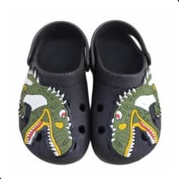 Babuche Infantil Menino T-Rex Dinossauro Estampado, Sandália Anatômica com Solado Antiderrapante, Confortável, Leve e Flexível, Calce Fácil