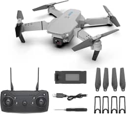Drone RC profissional à prova d'água 2021 com rotação de câmera 4K, drone com câmera dupla para crianças e adultos, drone E88 Pro RC rotação de câmera 4K HD grande angular