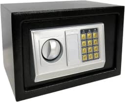 Cofre Eletrônico Digital em Aço Com Teclado e Chave Reserva (PRETO, MEDIO 31X20X20 CM)