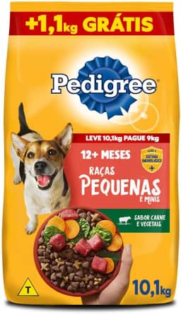 Ração Pedigree Carne e Vegetais Cães Adultos Raças Pequenas e Minis Leve 10Kg e Pague 9Kg
