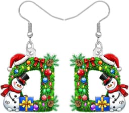 Brincos com pingente de letra inicial de Natal para professores, presentes de Natal em acrílico para mulheres, presentes de agradecimento para acessórios de aniversário de inverno