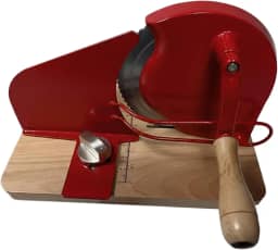 Fatiador de Pão Manual para Uso Doméstico. Fatia O Pão Uniformemente. Uso Profissional em Padarias. Fatiador de Frios Manual para Restaurantes, Vermelho, Tamanho real