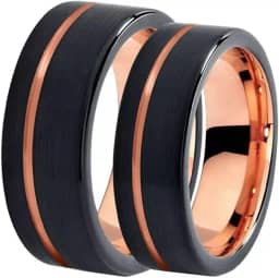 Par De Alianças Tungstênio Namoro Compromisso Fio Ouro 8mm