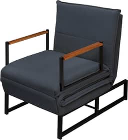 Poltrona Moderna Versati Estofada Descanso do Papai Conforto Premium Reclinável Puff Vira Cama Solteiro Luxo Puff Retrátil Macia Extensão Sala E Quarto Pés Em Aço Escritorio (Cinza)