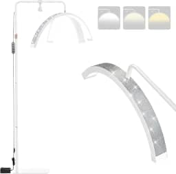 Ring Light Meia Lua Profissional LED para Cílios e Sobrancelhas, Luminaria Meia Lua Estetica Spa Arco Ajustavel, com Tripé (Branco)