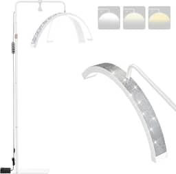 Ring Light Meia Lua Profissional LED para Cílios e Sobrancelhas, Luminaria Meia Lua Estetica Spa Arco Ajustavel, com Tripé (Branco)
